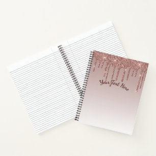 Rose Gold Glitzer Liquid Tropfen Notizblock