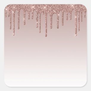 Rose Gold Glitzer Liquid Tropfen Quadratischer Aufkleber
