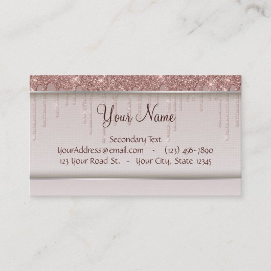 Rose Gold Glitzer Liquid Tropfen Visitenkarte (Vorderseite)