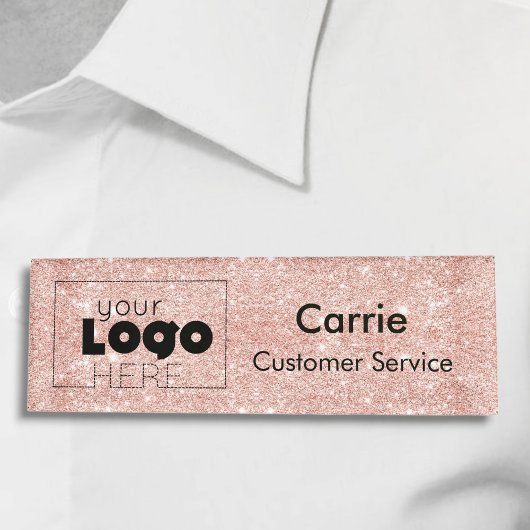 Rose Gold Glitzer Logo Mitarbeiter Nametag Persona Namenschild
