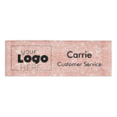Rose Gold Glitzer Logo Mitarbeiter Nametag Persona Namenschild (Vorderseite)
