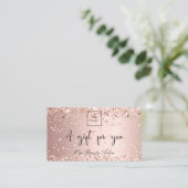 Rose Gold Glitzer Logo qcode Geschenkgutschein Visitenkarte (Stehend Vorderseite)