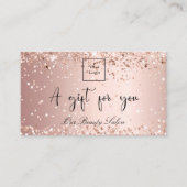 Rose Gold Glitzer Logo qcode Geschenkgutschein Visitenkarte (Vorderseite)