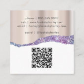 Rose Gold Glitzer Logo QR Quadratische Visitenkarte (Rückseite)