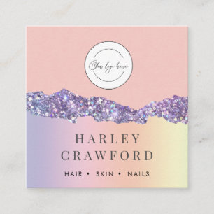 Rose Gold Glitzer Logo QR Quadratische Visitenkarte