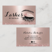 Rose Gold Glitzer Long Eyelash Makeup Künstler Visitenkarte (Vorne/Hinten)