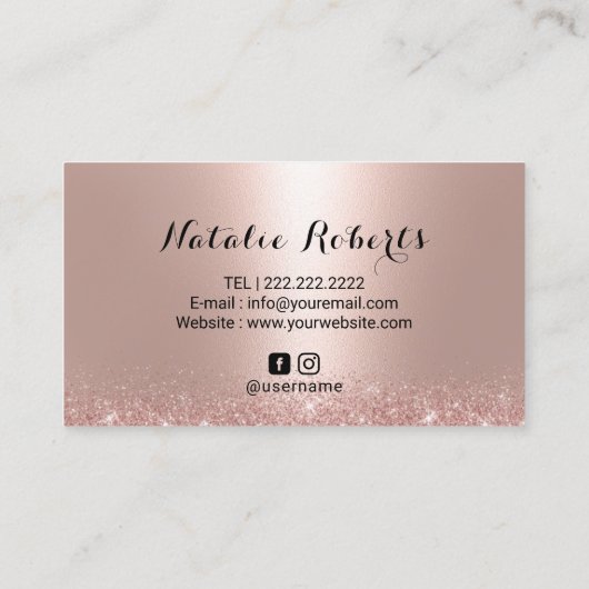 Rose Gold Glitzer Long Eyelash Makeup Künstler Visitenkarte (Rückseite)