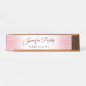Rose Gold Glitzer Look Elegante Moderne Vorlage Schreibtischnamensplakette (Vorderseite )