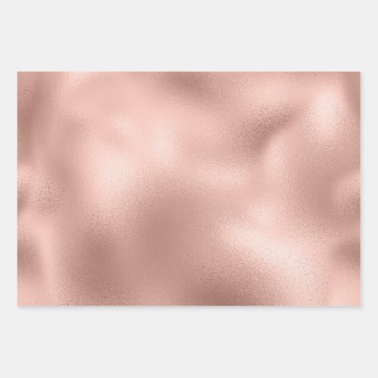 Rose Gold Glitzer Look Imitats Foulieren Geschenkpapier Set (Vorderseite 2)