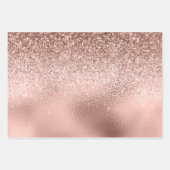 Rose Gold Glitzer Look Imitats Foulieren Geschenkpapier Set (Vorderseite)