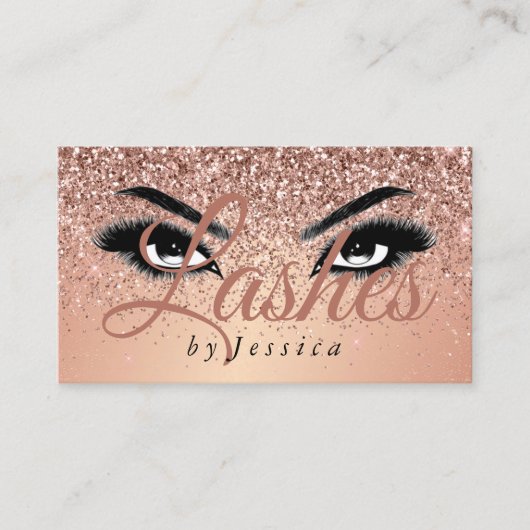 Rose Gold Glitzer Look Lashes Business Card Visitenkarte (Vorderseite)