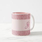 Rose Gold Glitzer Look Mit Monogramm trendy Templa Zweifarbige Tasse (VorderseiteRechts)