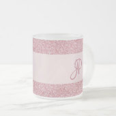 Rose Gold Glitzer Look Monogram Trendy Template Mattglastasse (VorderseiteRechts)