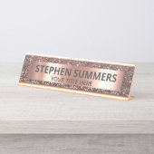 Rose Gold Glitzer Look Sparkle Glam Custom Schreibtischnamensplakette (Vorderseite )