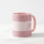 Rose Gold Glitzer Look Template Monogram Trendy Tasse (VorderseiteRechts)