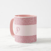 Rose Gold Glitzer Look Template Monogram Trendy Tasse (Vorderseite Links)