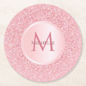 Rose Gold Glitzer Look Template Stilvoll Girly Runder Pappuntersetzer (Vorderseite)