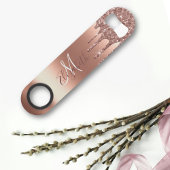 Rose Gold Glitzer Look Tropfen Monogram Metal Speed Flaschenöffner