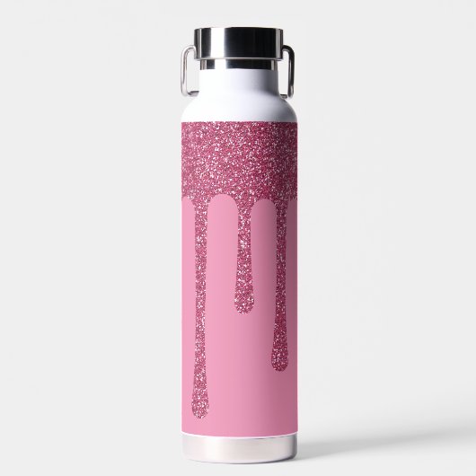 Rose Gold Glitzer Look Tropfen Sie anpassen Trinkflasche (Vorne)