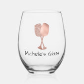 Rose Gold Glitzer Look Weinglas Ohne Stiel (Vorderseite)