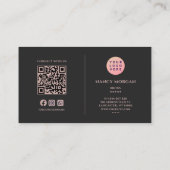 Rose Gold Glitzer löscht QR-Code und Logo Visitenkarte (Rückseite)