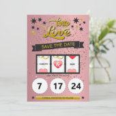 Rose Gold Glitzer Lotto Liebe Save the Date (Stehend Vorderseite)