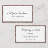 Rose Gold Glitzer Luxus Script Business Card Visitenkarte (Vorne/Hinten)