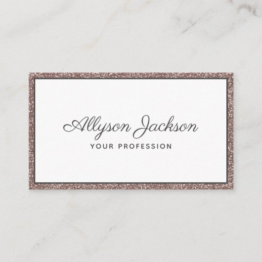 Rose Gold Glitzer Luxus Script Business Card Visitenkarte (Vorderseite)