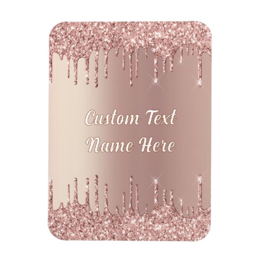 Rose Gold Glitzer Magnet mit benutzerdefiniertem T (Vertikal)