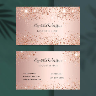 Rose Gold Glitzer Make-up Haare Visitenkarte