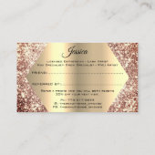 Rose Gold Glitzer Makeup Artist Lash Refer Friend Visitenkarte (Rückseite)