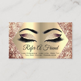 Rose Gold Glitzer Makeup Artist Lash Refer Friend Visitenkarte