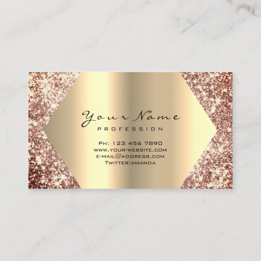 Rose Gold Glitzer Makeup Artist Lashes Beauty Visitenkarte (Rückseite)