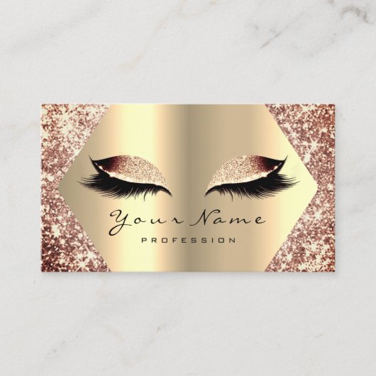 Rose Gold Glitzer Makeup Artist Lashes Beauty Visitenkarte (Vorderseite)