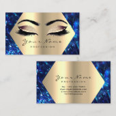 Rose Gold Glitzer Makeup Artist Lashes Blue Navy Visitenkarte (Vorne/Hinten)
