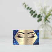 Rose Gold Glitzer Makeup Artist Lashes Blue Navy Visitenkarte (Stehend Vorderseite)