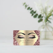 Rose Gold Glitzer Makeup Artist Lashes Browns Visitenkarte (Stehend Vorderseite)
