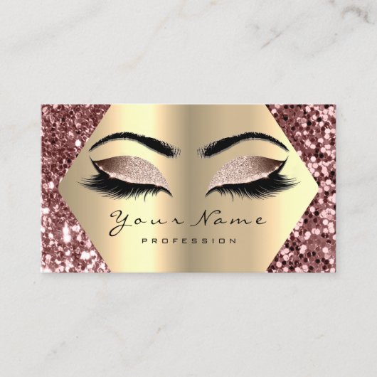 Rose Gold Glitzer Makeup Artist Lashes Browns Visitenkarte (Vorderseite)