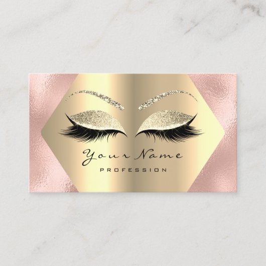 Rose Gold Glitzer Makeup Artist Lashes Professiona Visitenkarte (Vorderseite)