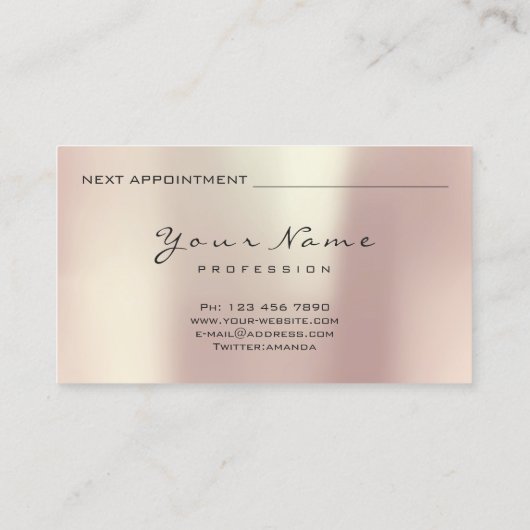 Rose Gold Glitzer Makeup Artist Lashes Terminkarte (Rückseite)