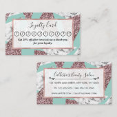 Rose Gold Glitzer Marble Geometrische Dreiecke Aqu Treuekarte (Vorne/Hinten)