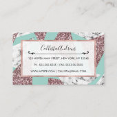 Rose Gold Glitzer Marble Geometrische Dreiecke Aqu Visitenkarte (Rückseite)