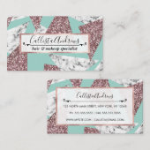 Rose Gold Glitzer Marble Geometrische Dreiecke Aqu Visitenkarte (Vorne/Hinten)