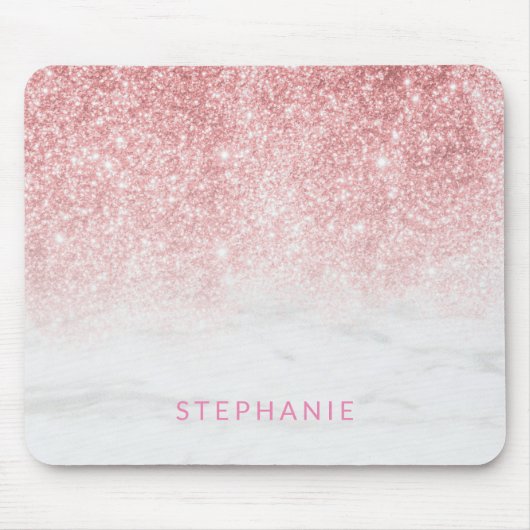 Rose Gold-Glitzer-Marble Luxe hinzufügen Mousepad (Vorne)