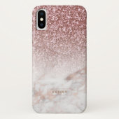 Rose-gold Glitzer & Marble Ombre Case-Mate iPhone Hülle (Rückseite)