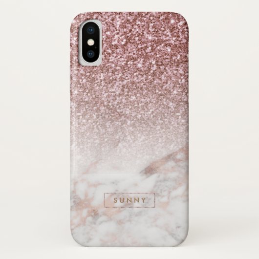 Rose-gold Glitzer & Marble Ombre Case-Mate iPhone Hülle (Rückseite)