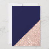 Rose Gold Glitzer Marine blaue Typografie Abschlus Einladung (Rückseite)
