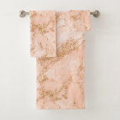 Rose Gold Glitzer Marmor abstrakt Badhandtuch Set (Insitu)