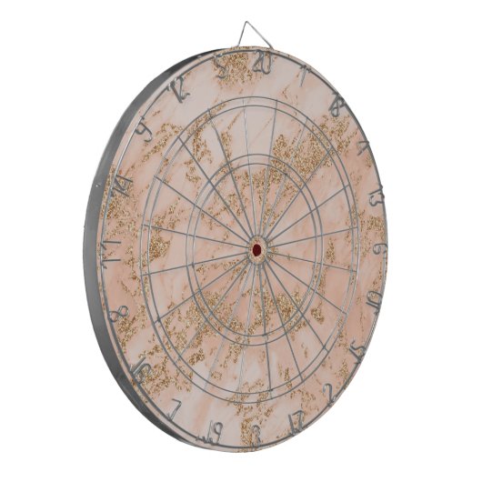 Rose Gold Glitzer Marmor abstrakt Dartscheibe (Vorderseite Links)