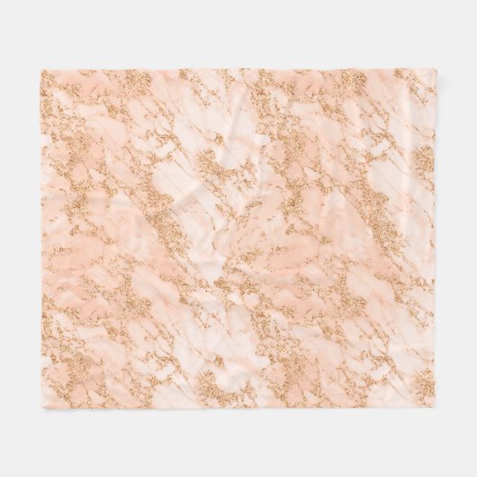 Rose Gold Glitzer Marmor abstrakt Fleecedecke (Vorderseite (Horizontal))